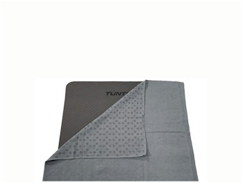 Siliconen Yoga handdoek met anti slip - grijs met draagtas